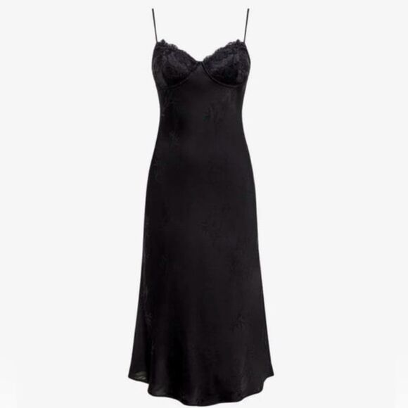 NWT Rumored Negroni Midi Slip Dress in Black Bamboo - Picture 4 of 5